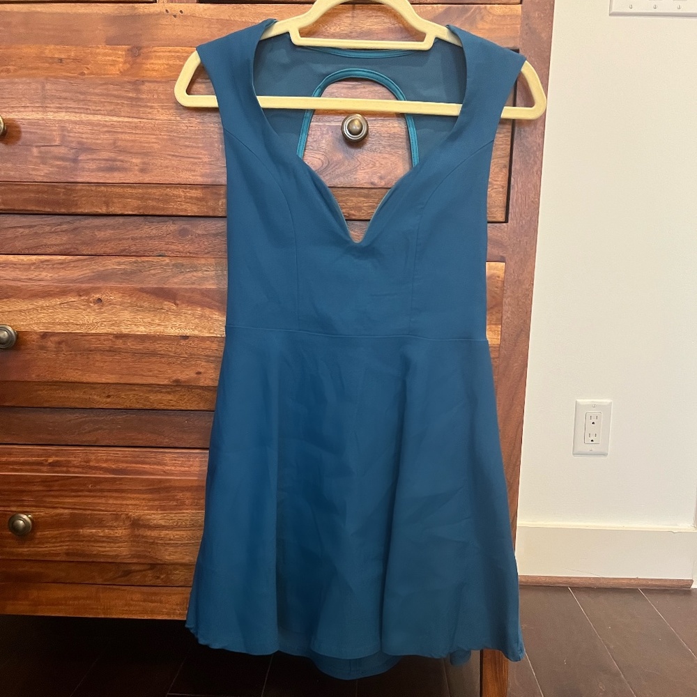 Tobi turquoise sweetheart neck mini dress